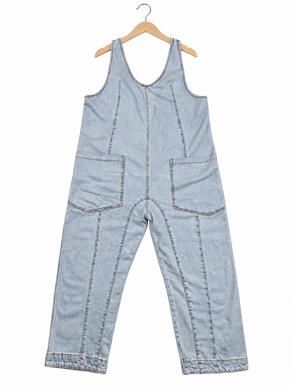 We The Free High Roller Denim Jumpsuit Overalls Light Wash Baggy Size L